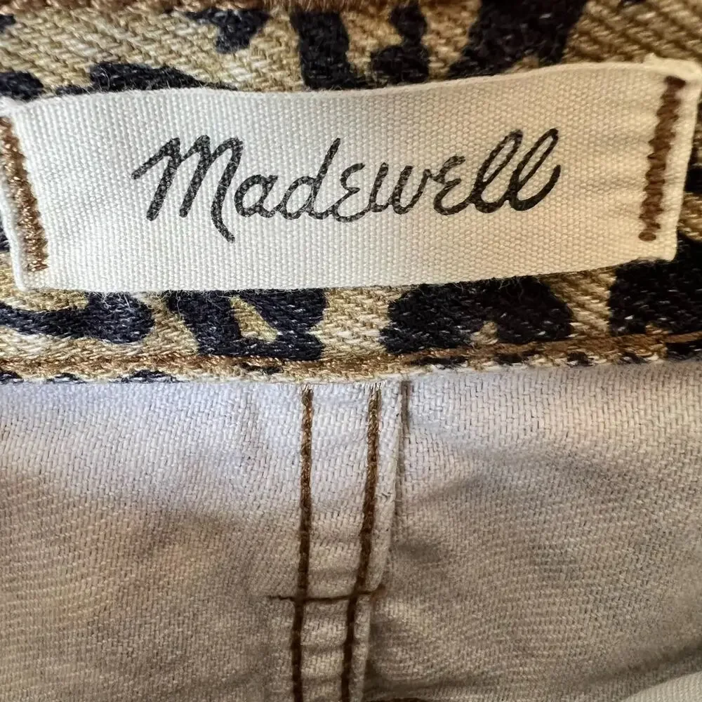 Madewell Skirt Womens Size 25 Rigid Denim A Line Leopard Mini 100% Cotton